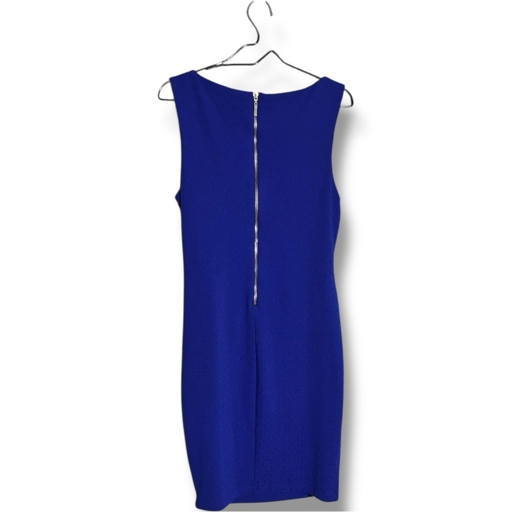 Bisou Bisou Asymmetrical Side Rouching Sleeveless Boat NeckRoyal Blue Mini Dress - Picture 15 of 16
